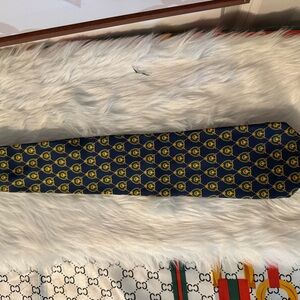FENDI NECKTIE Stylish Blue and Yellow Patterned Tie
